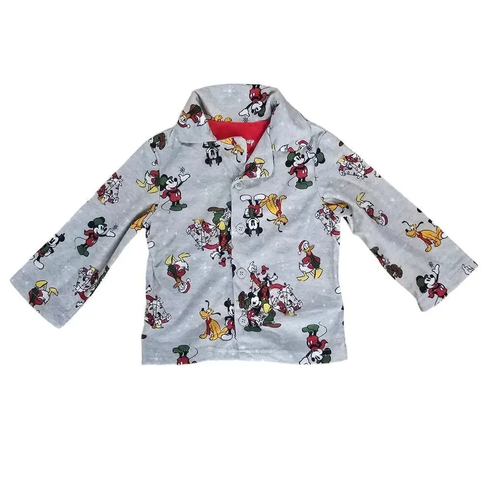 Disney Mickey Mouse & Family 2 Piece Button Down Pajamas Size 24 Months‎